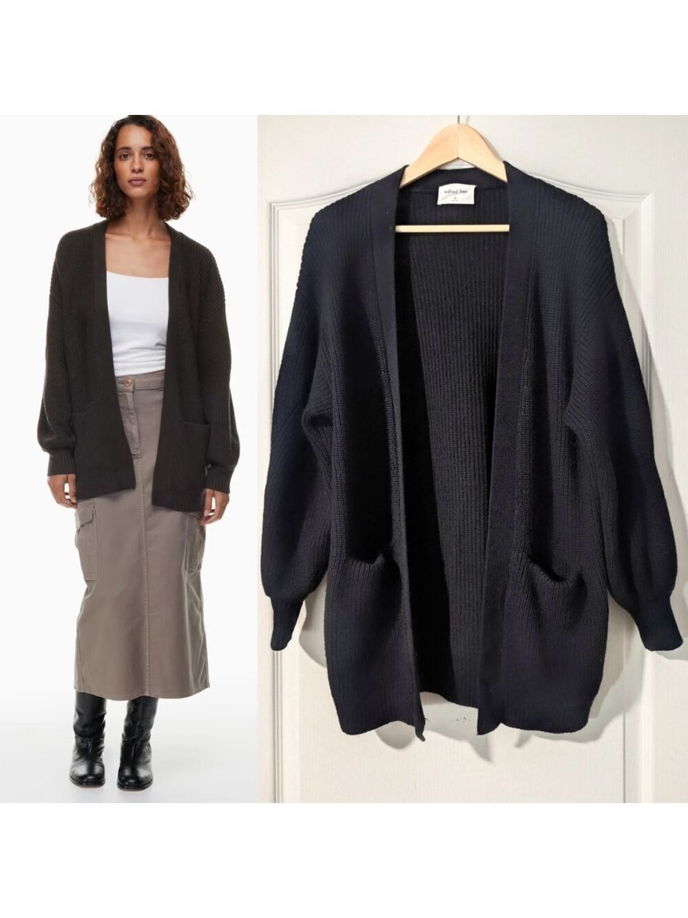 Wilfred Free | Unwind Merino Wool Open-Front Cardigan In Black